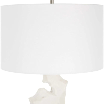 Remnant Table Lamp by Uttermost in white. Made from man-made stone, iron, fabric in a modern style.