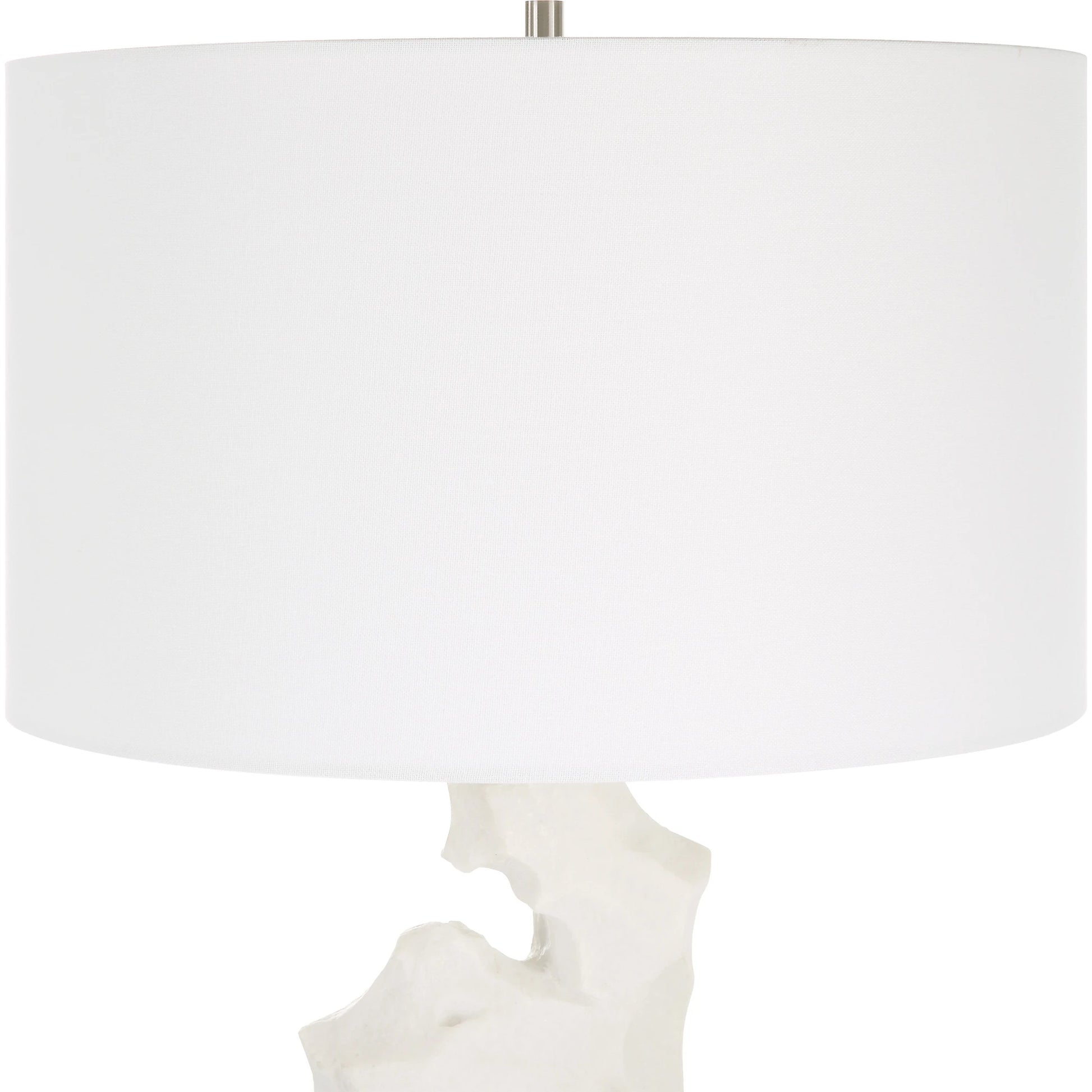 Remnant Table Lamp by Uttermost in white. Made from man-made stone, iron, fabric in a modern style.