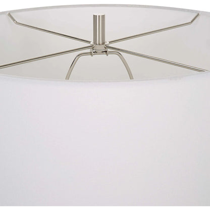 Remnant Table Lamp by Uttermost in white. Made from man-made stone, iron, fabric in a modern style.