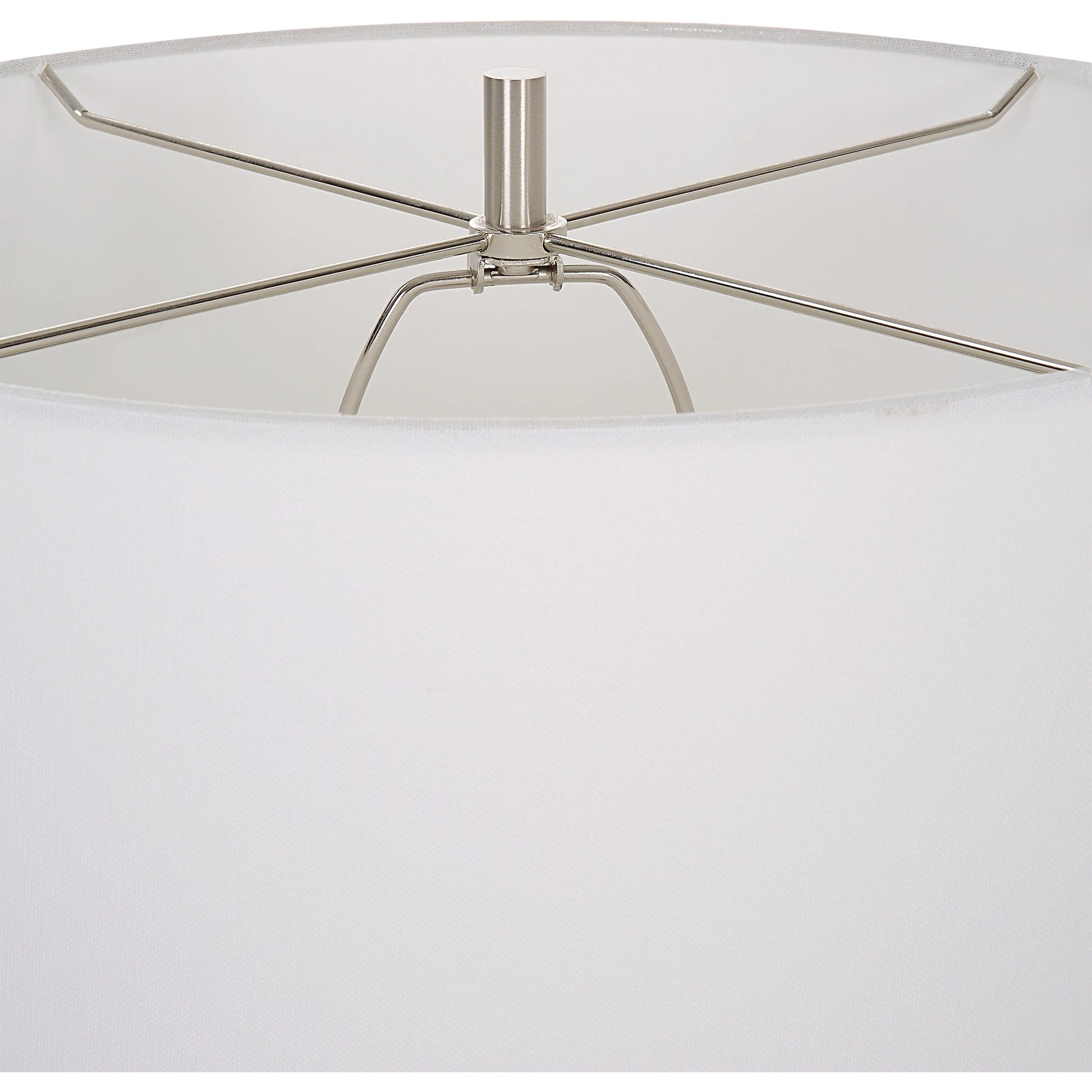 Remnant Table Lamp by Uttermost in white. Made from man-made stone, iron, fabric in a modern style.