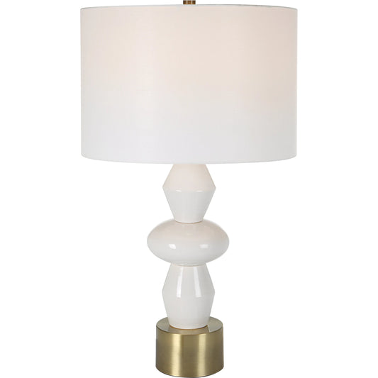 Architect Table Lamp by Uttermost in ivory, brass. Made from ceramic, iron, fabric in a modern style.