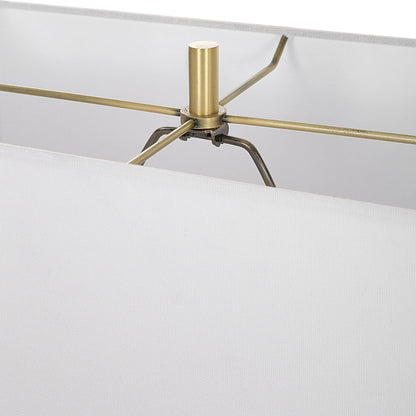 Songbirds Table Lamp by Uttermost in white, brushed brass. Made from marble, iron, brass, fabric in a modern style.