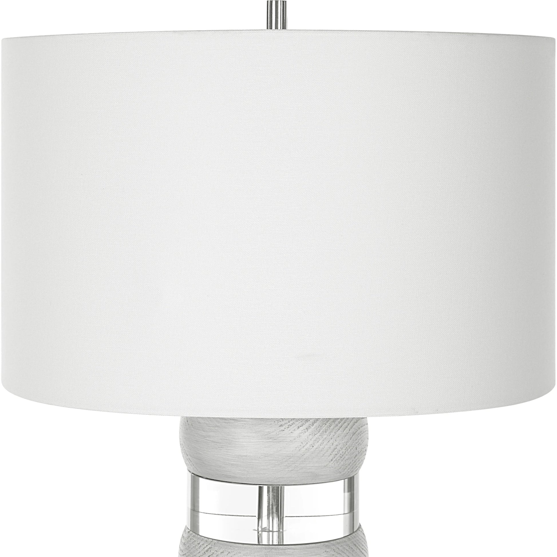 Band Together Table Lamp by Uttermost in bleach wood, nickel. Made from crystal, wood, iron, fabric in a modern style.