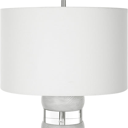 Band Together Table Lamp by Uttermost in bleach wood, nickel. Made from crystal, wood, iron, fabric in a modern style.