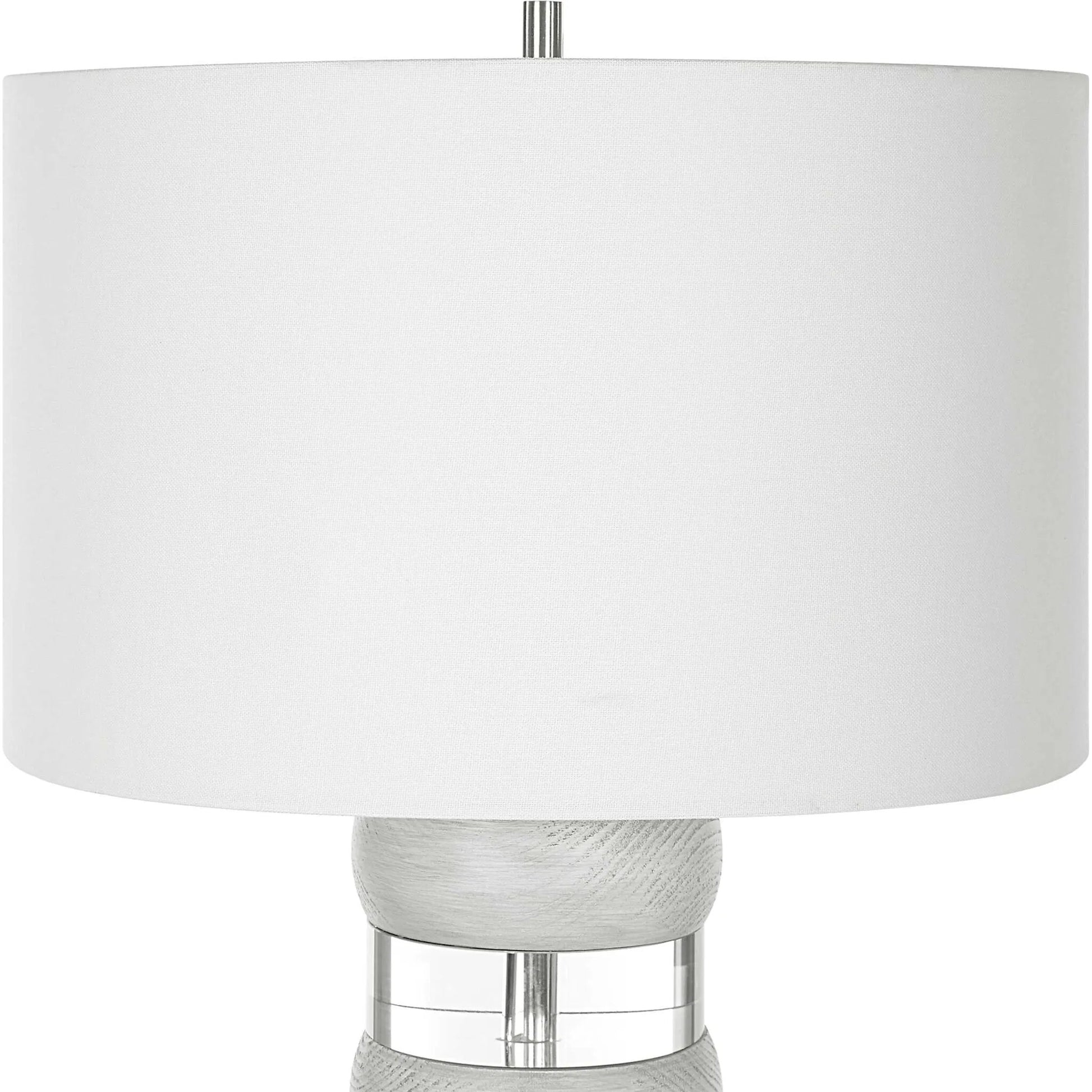 Band Together Table Lamp by Uttermost in bleach wood, nickel. Made from crystal, wood, iron, fabric in a modern style.
