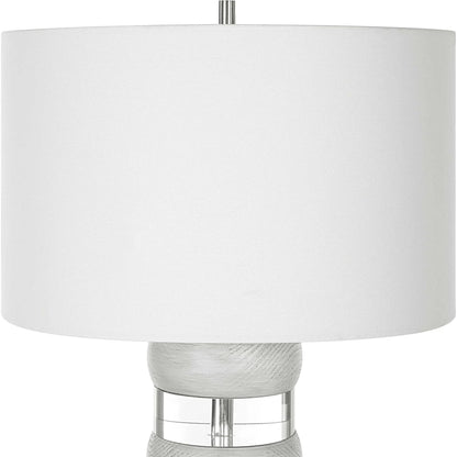 Band Together Table Lamp by Uttermost in bleach wood, nickel. Made from crystal, wood, iron, fabric in a modern style.