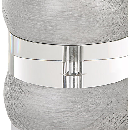Band Together Table Lamp by Uttermost in bleach wood, nickel. Made from crystal, wood, iron, fabric in a modern style.