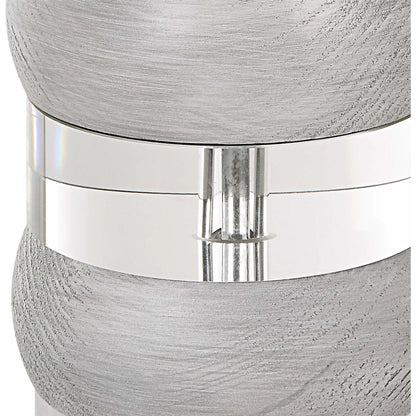 Band Together Table Lamp by Uttermost in bleach wood, nickel. Made from crystal, wood, iron, fabric in a modern style.