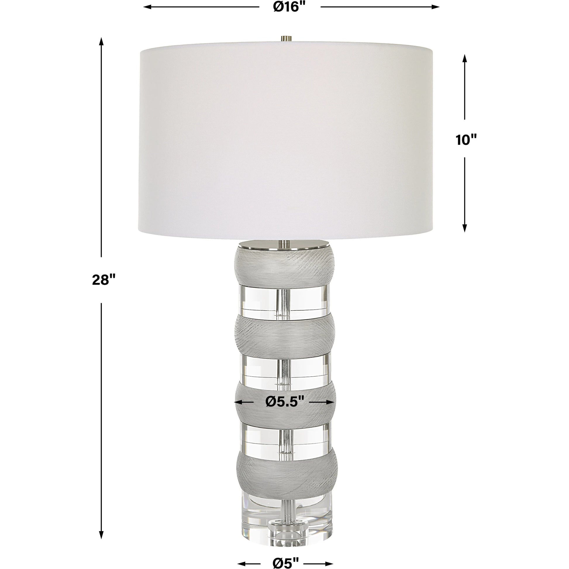 Band Together Table Lamp by Uttermost in bleach wood, nickel. Made from crystal, wood, iron, fabric in a modern style.