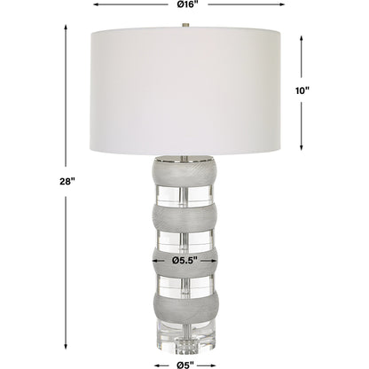 Band Together Table Lamp by Uttermost in bleach wood, nickel. Made from crystal, wood, iron, fabric in a modern style.