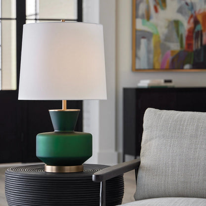 Trentino Table Lamp by Uttermost. Made from metal, glass, linen in a modern style.