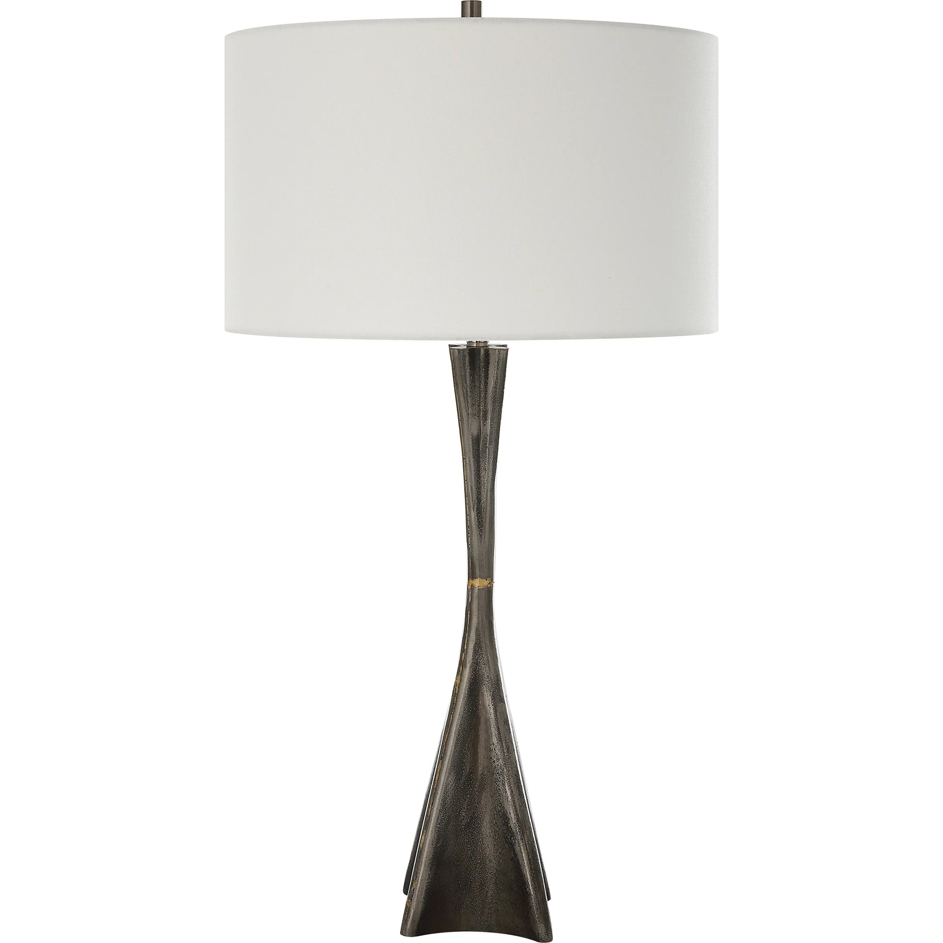 Keiron Table Lamp by Uttermost in brass. Made from steel, cast iron, fabric in a modern style.