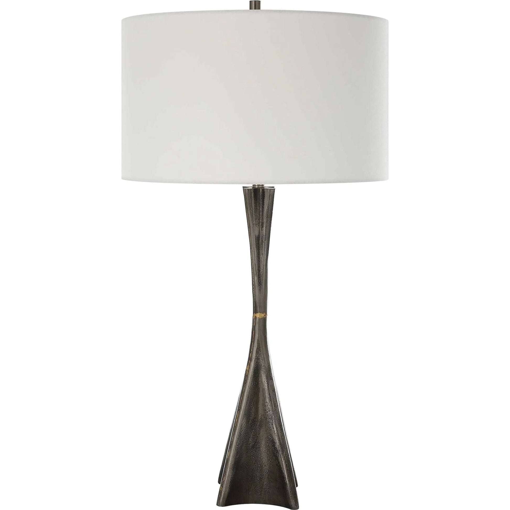 Keiron Table Lamp by Uttermost in brass. Made from steel, cast iron, fabric in a modern style.