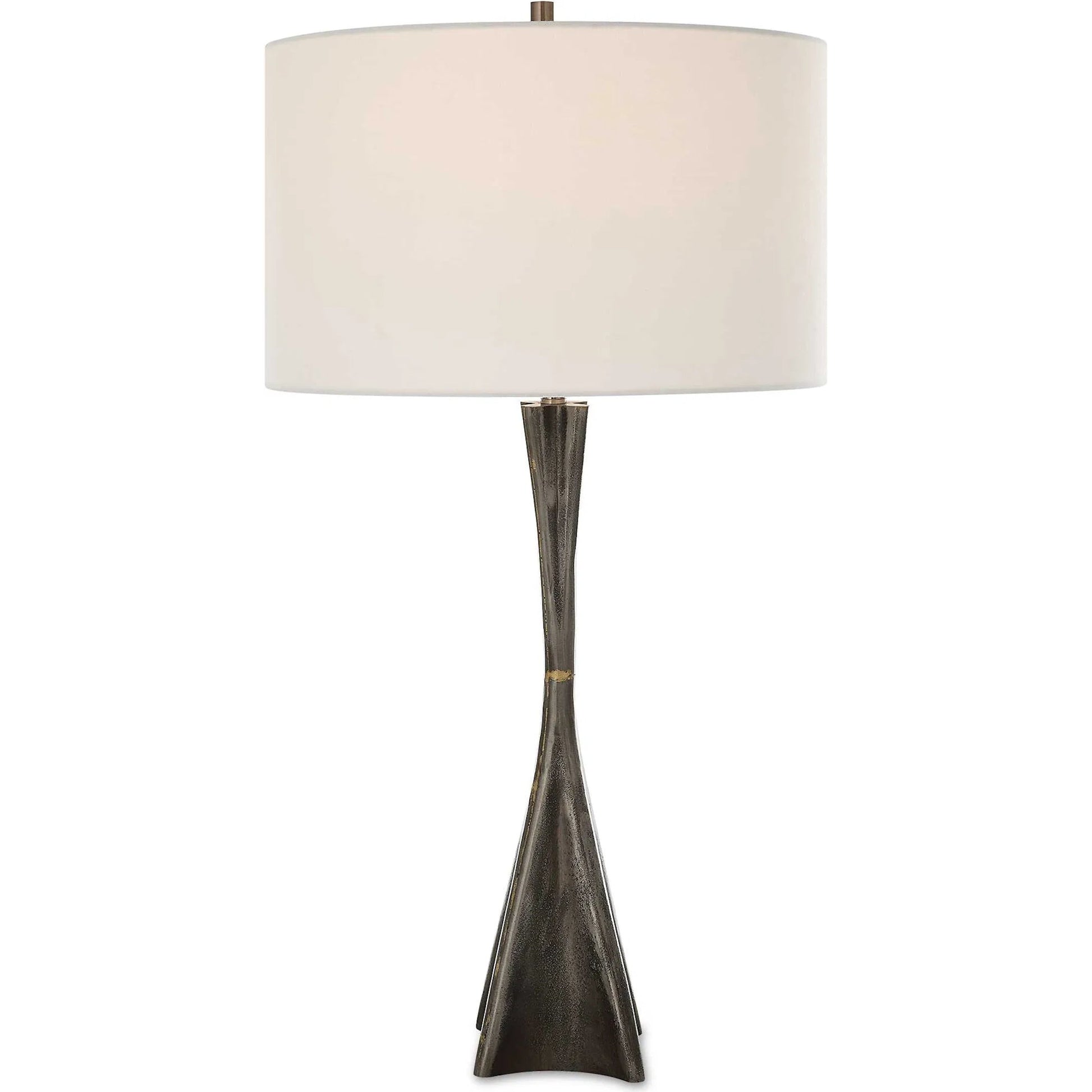 Keiron Table Lamp by Uttermost in brass. Made from steel, cast iron, fabric in a modern style.