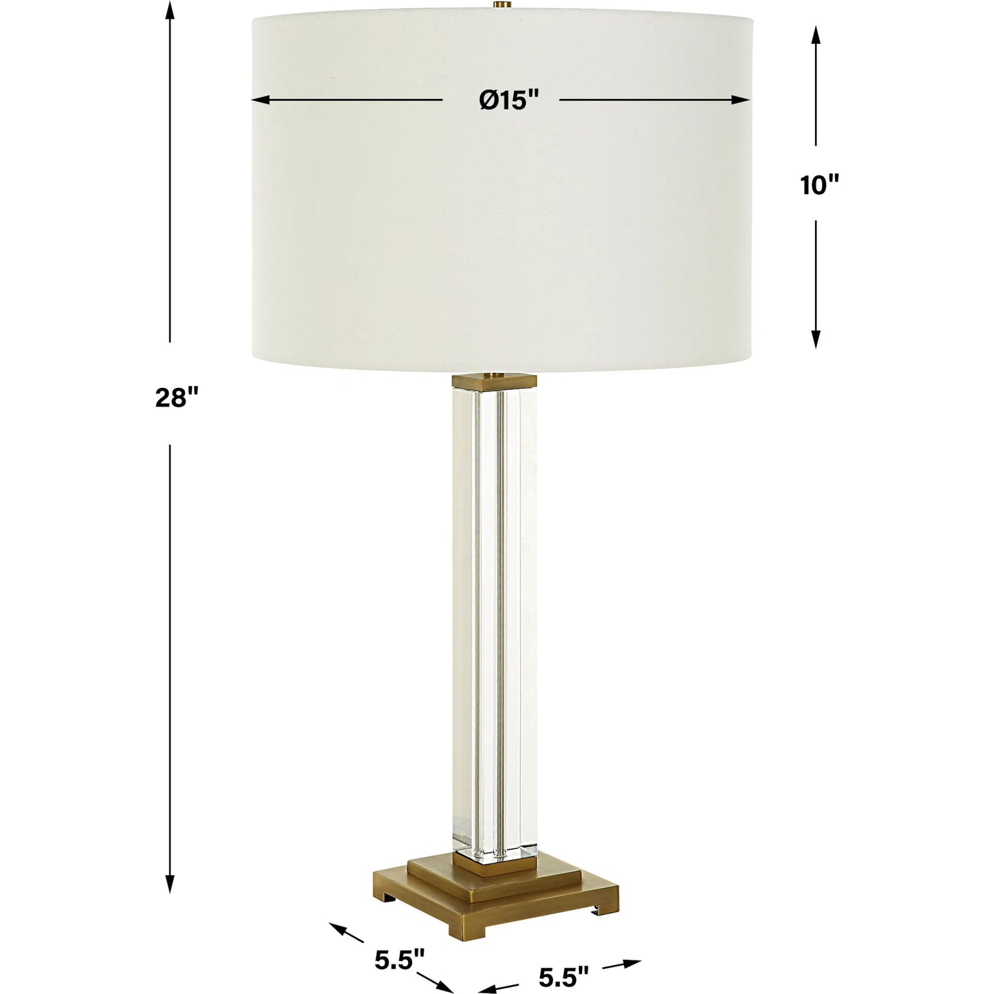006 SI-2108119 | Unknown | Crystal Column Table Lamp by Uttermost in brass. Made from crystal, iron, fabric in a modern style.