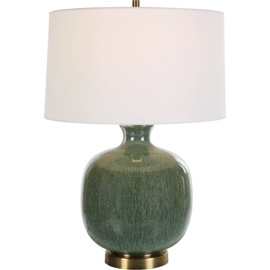 Nataly Table Lamp by Uttermost in aged green. Made from steel, glass in a modern style.