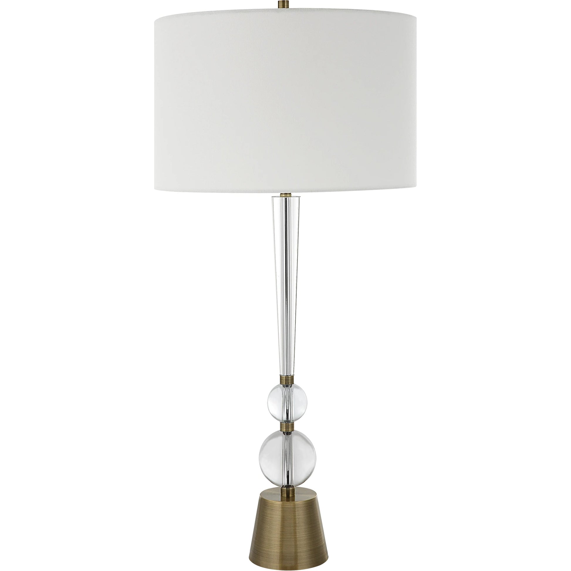 Annily Table Lamp by Uttermost in brass. Made from steel, crystal, fabric in a modern style.