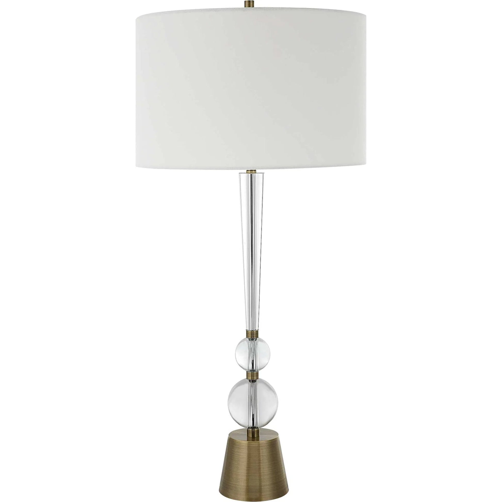 Annily Table Lamp by Uttermost in brass. Made from steel, crystal, fabric in a modern style.