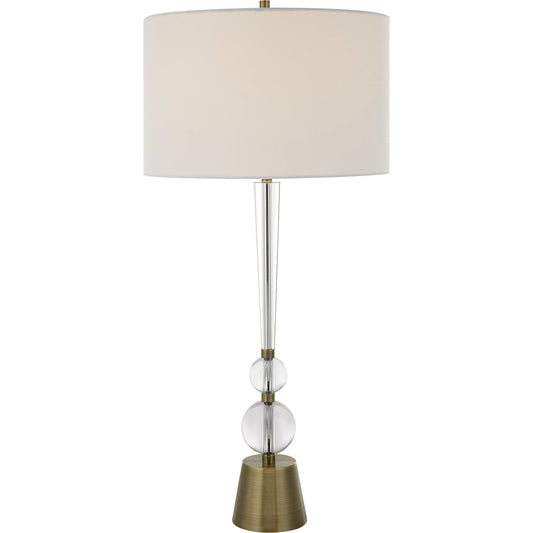 Annily Table Lamp by Uttermost in brass. Made from steel, crystal, fabric in a modern style.