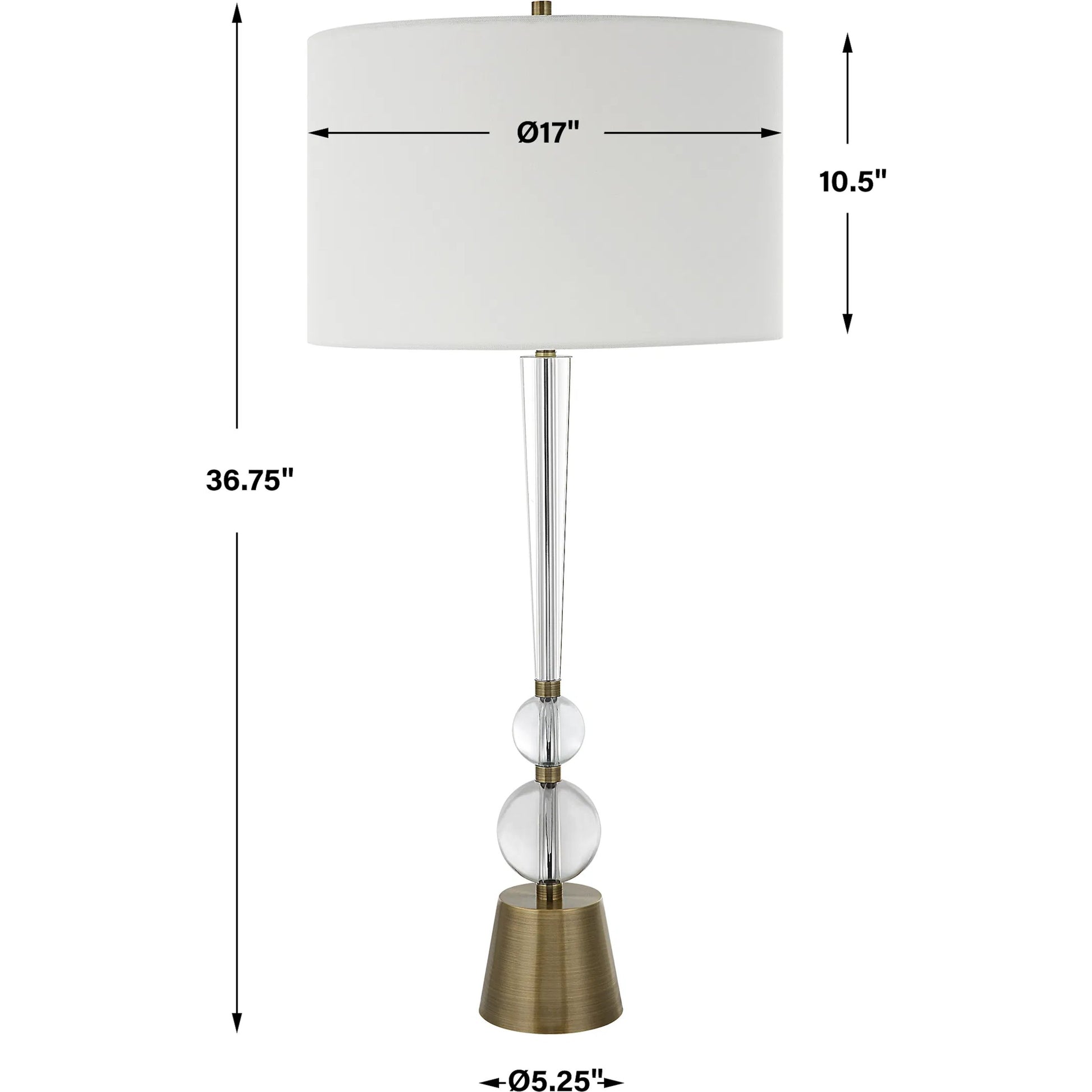 Annily Table Lamp by Uttermost in brass. Made from steel, crystal, fabric in a modern style.