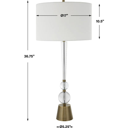 Annily Table Lamp by Uttermost in brass. Made from steel, crystal, fabric in a modern style.