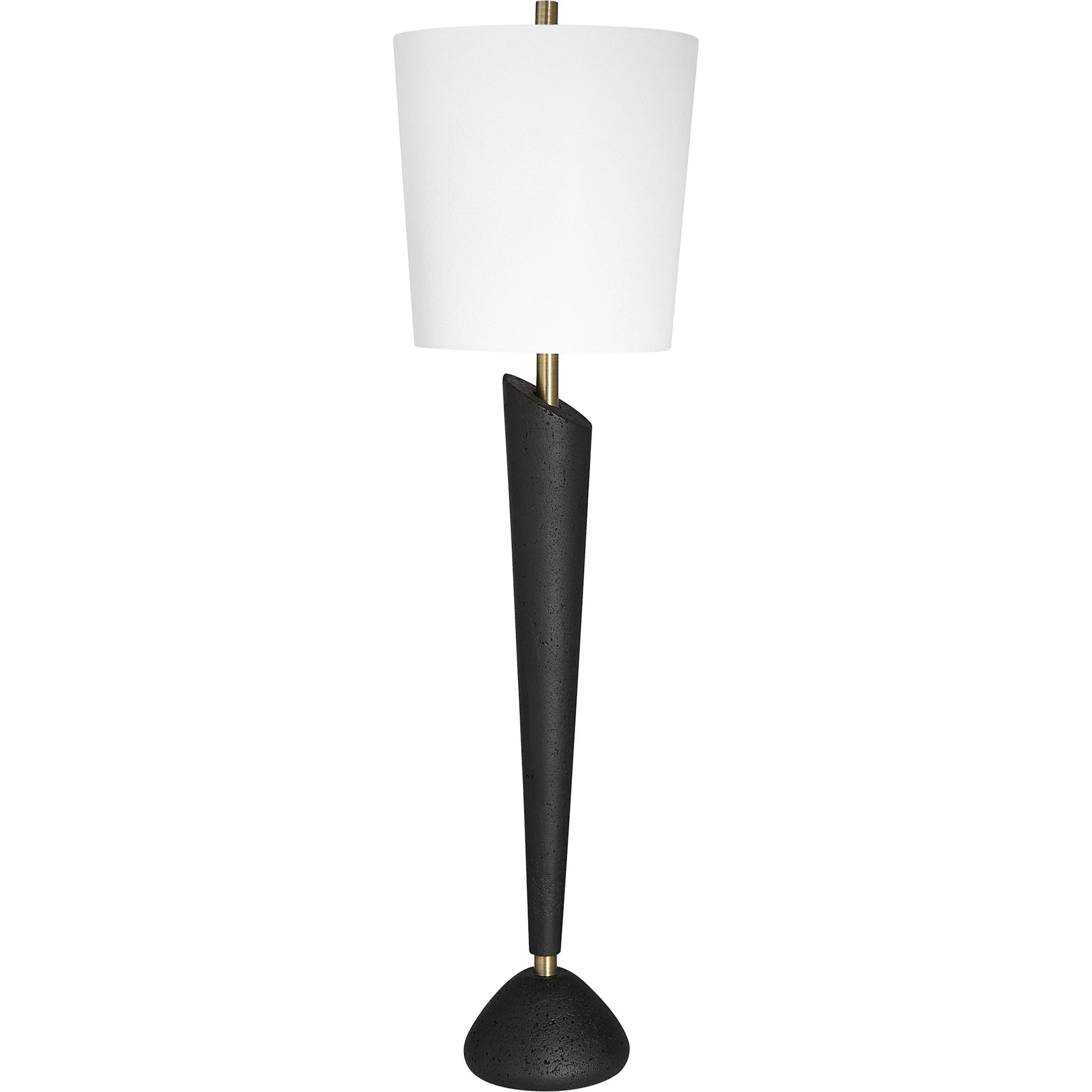 Cypher Modern Buffet Lamp by Uttermost in brass. Made from steel, rice stone, resin, fabric in a modern style.