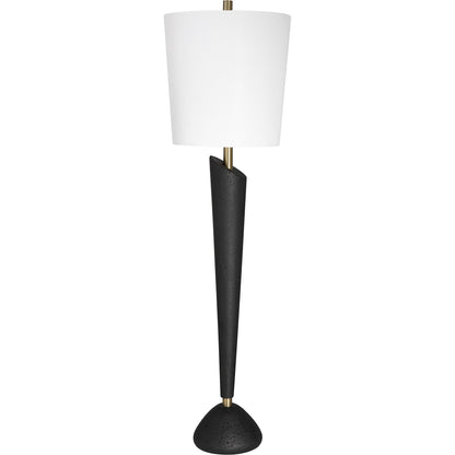 Cypher Modern Buffet Lamp by Uttermost in brass. Made from steel, rice stone, resin, fabric in a modern style.