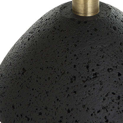 Cypher Modern Buffet Lamp by Uttermost in brass. Made from steel, rice stone, resin, fabric in a modern style.