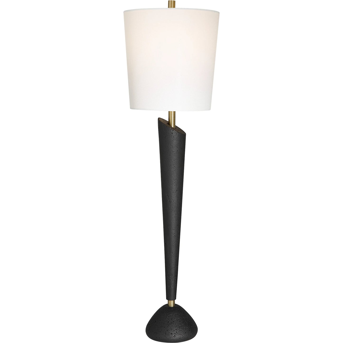 001 SI-2108116 | Primary Silo | Cypher Modern Buffet Lamp by Uttermost in brass. Made from steel, rice stone, resin, fabric in a modern style.