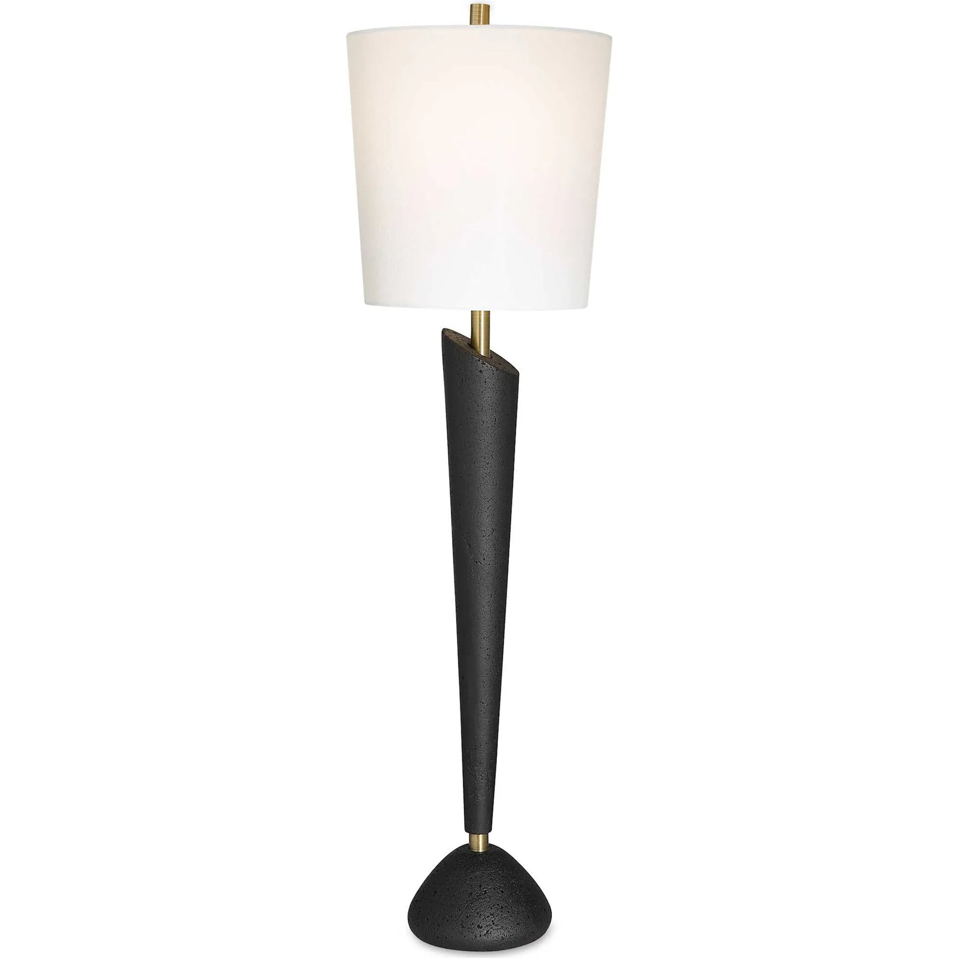 Cypher Modern Buffet Lamp by Uttermost in brass. Made from steel, rice stone, resin, fabric in a modern style.