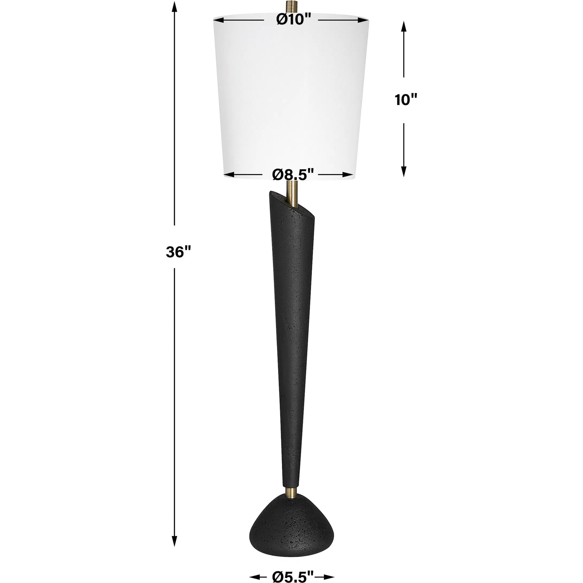 Cypher Modern Buffet Lamp by Uttermost in brass. Made from steel, rice stone, resin, fabric in a modern style.