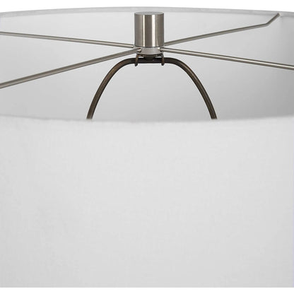 Reyna Table Lamp by Uttermost in chalk white, nickel. Made from steel, ceramic, fabric in a modern style.