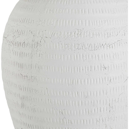 Reyna Table Lamp by Uttermost in chalk white, nickel. Made from steel, ceramic, fabric in a modern style.