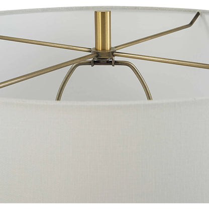 Window Pane Table Lamp by Uttermost in chalk white. Made from ceramic, fabric, iron in a modern style.