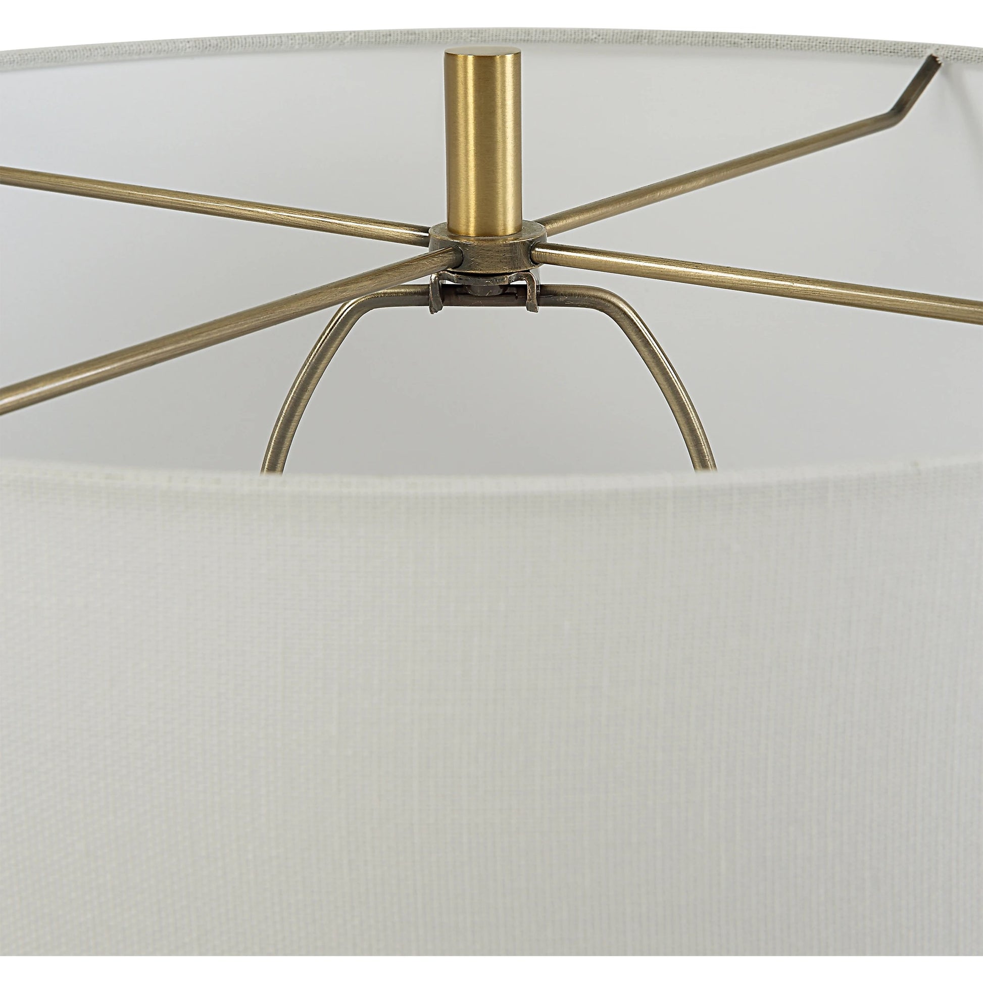 Window Pane Table Lamp by Uttermost in chalk white. Made from ceramic, fabric, iron in a modern style.