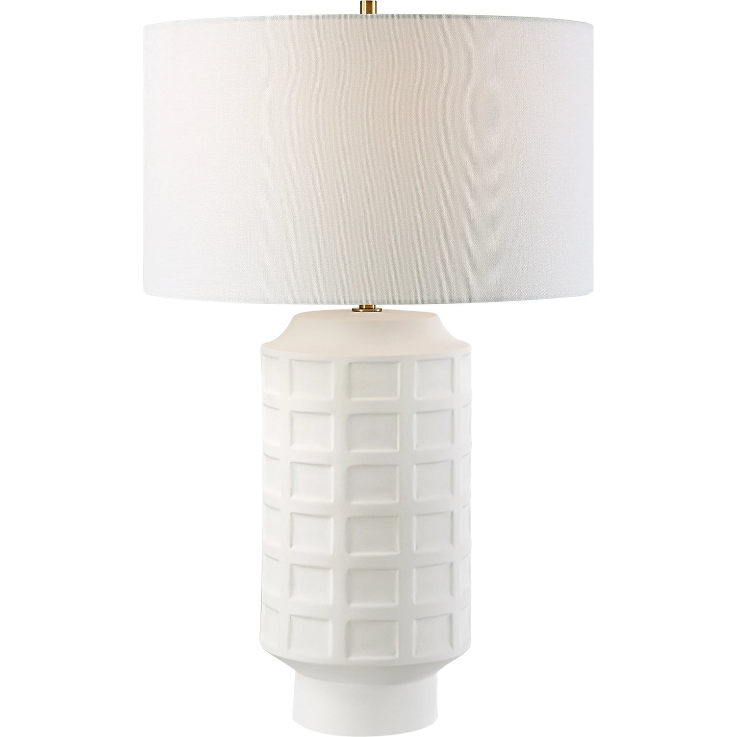 001 SI-2146871 | Primary Silo | Window Pane Table Lamp by Uttermost in chalk white. Made from ceramic, fabric, iron in a modern style.