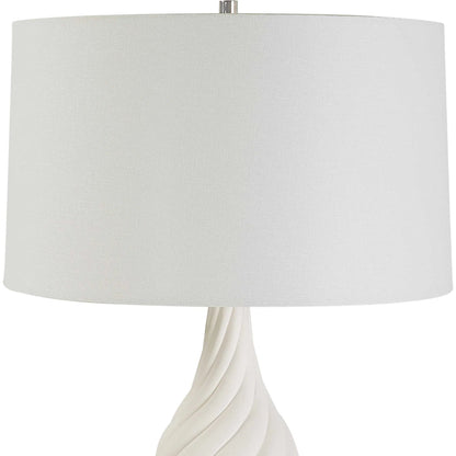 Twisted Swirl Table Lamp by Uttermost in chalk white, nickel. Made from ceramic, iron, fabric in a modern style.