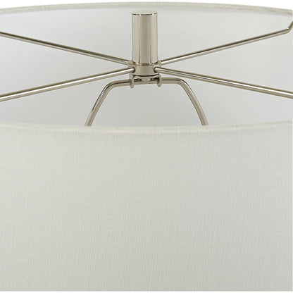 Twisted Swirl Table Lamp by Uttermost in chalk white, nickel. Made from ceramic, iron, fabric in a modern style.