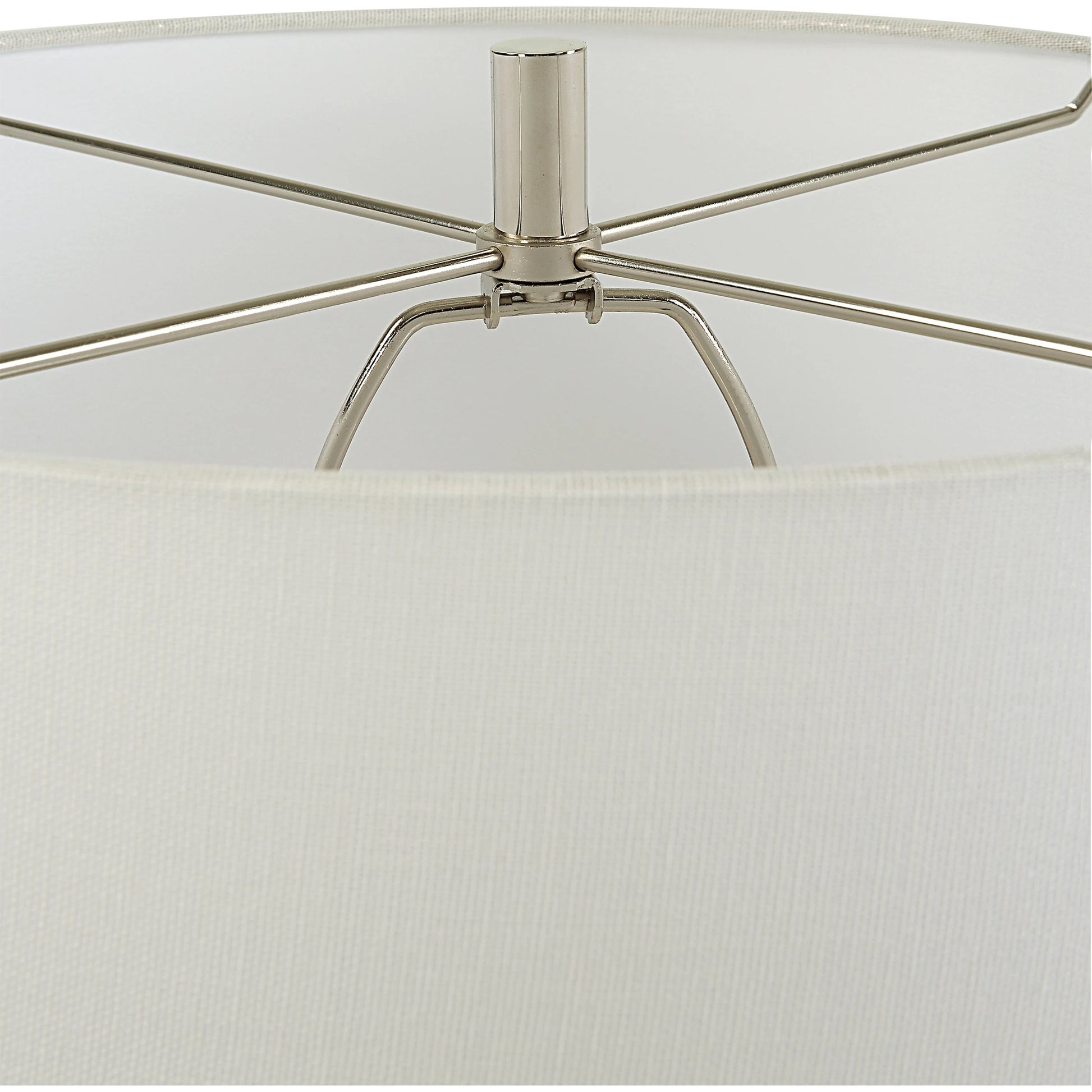 Twisted Swirl Table Lamp by Uttermost in chalk white, nickel. Made from ceramic, iron, fabric in a modern style.