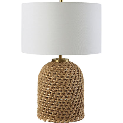 Kendari Table Lamp by Uttermost in natural, brass. Made from rope, iron, fabric, rattan in a modern style.