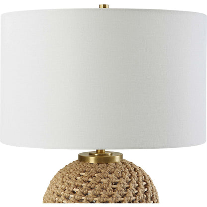 Kendari Table Lamp by Uttermost in natural, brass. Made from rope, iron, fabric, rattan in a modern style.