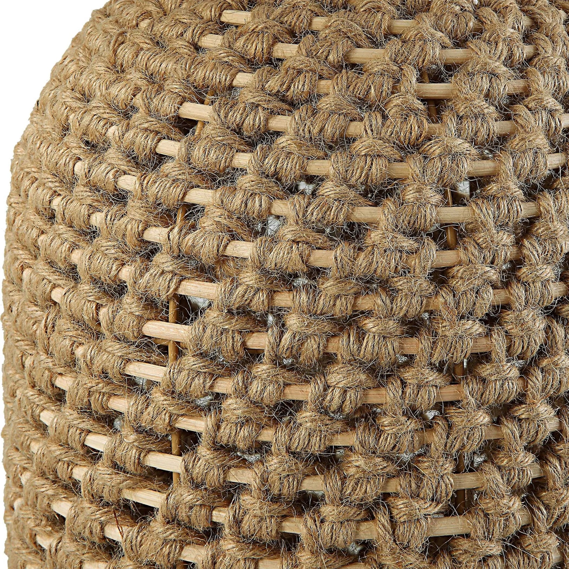 Kendari Table Lamp by Uttermost in natural, brass. Made from rope, iron, fabric, rattan in a modern style.