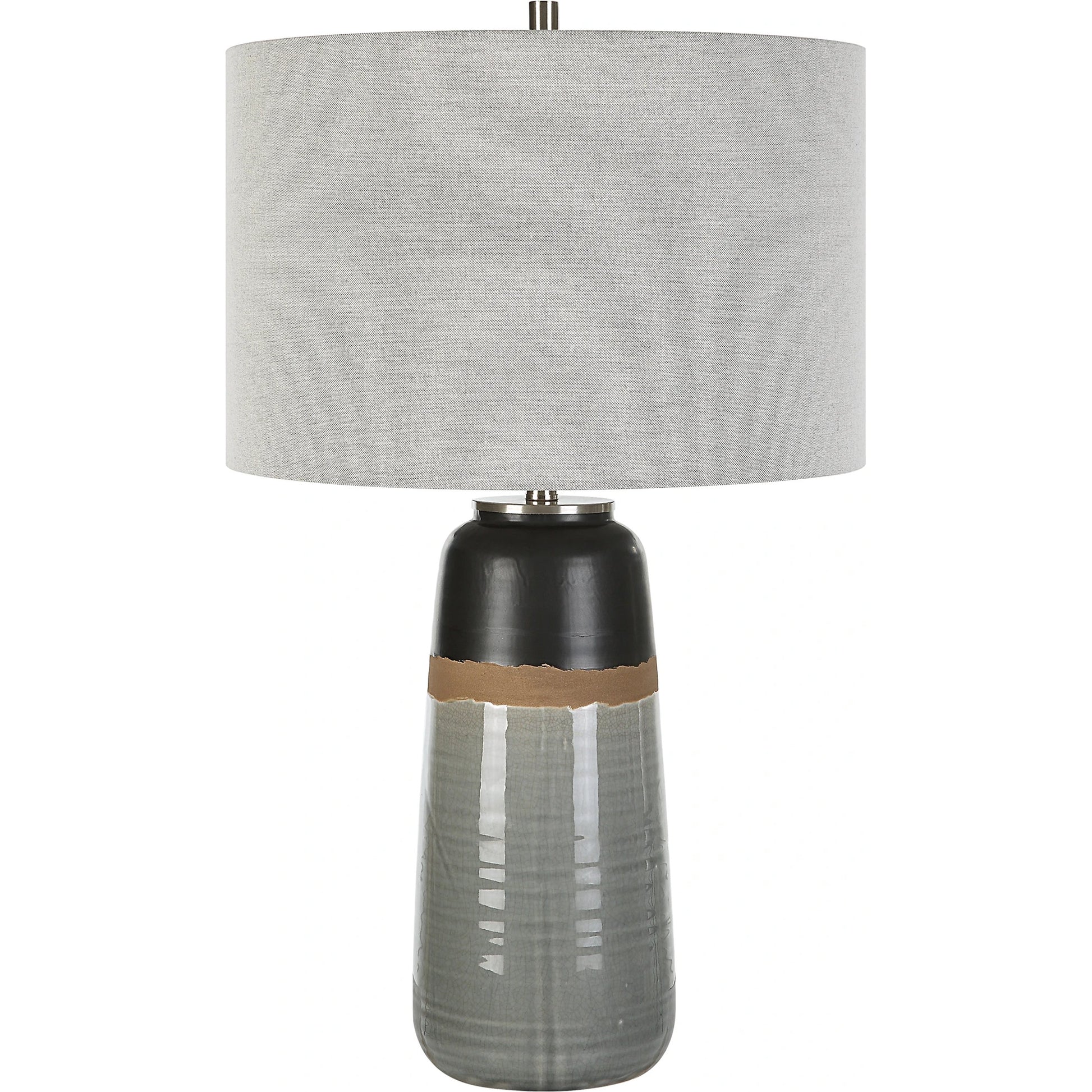 Coen Table Lamp by Uttermost in nickel. Made from steel, ceramic, fabric in a modern style.