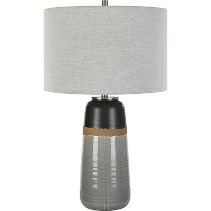 Coen Table Lamp by Uttermost in nickel. Made from steel, ceramic, fabric in a modern style.