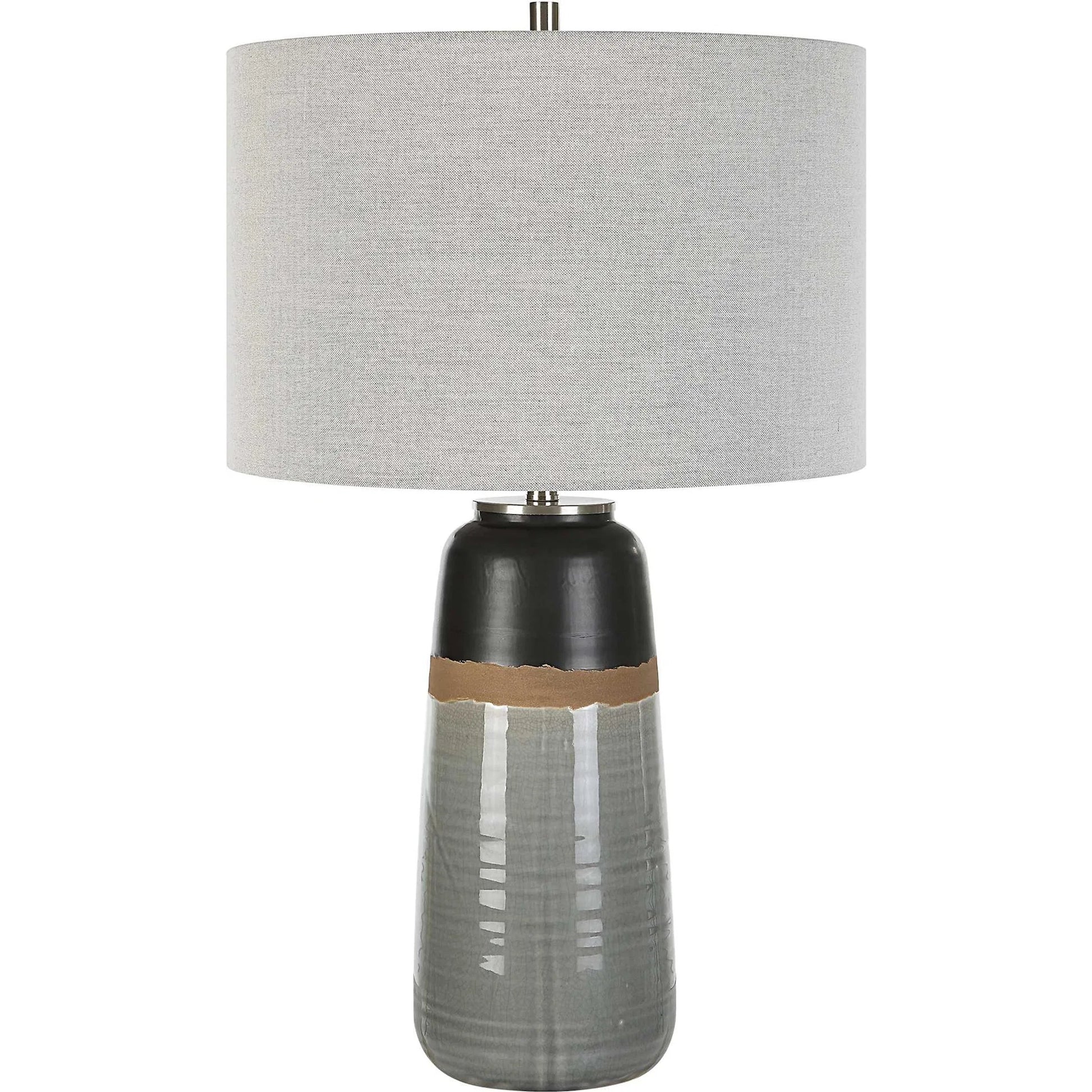 Coen Table Lamp by Uttermost in nickel. Made from steel, ceramic, fabric in a modern style.
