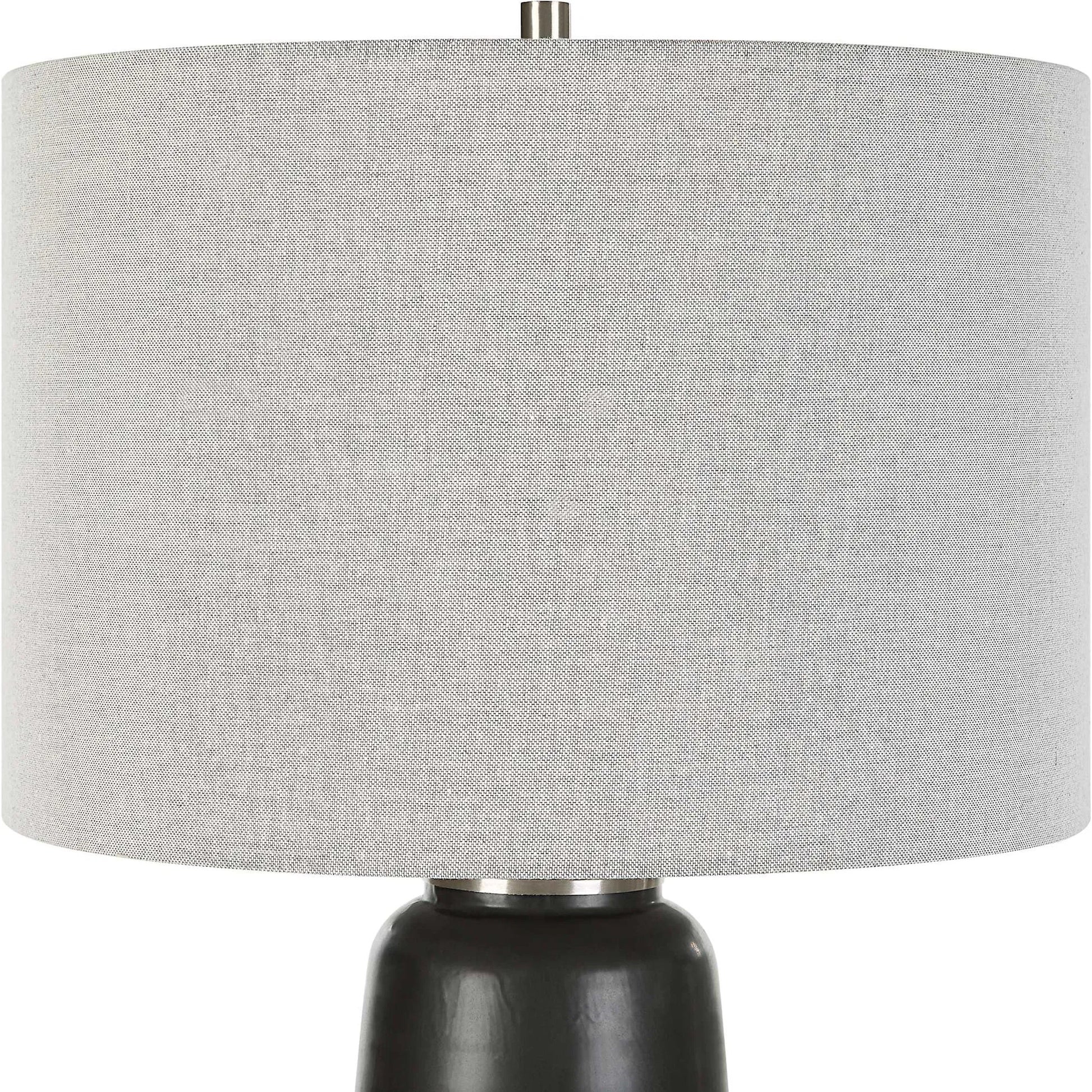 Coen Table Lamp by Uttermost in nickel. Made from steel, ceramic, fabric in a modern style.