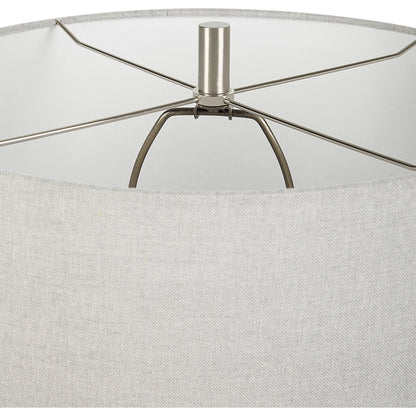 Coen Table Lamp by Uttermost in nickel. Made from steel, ceramic, fabric in a modern style.
