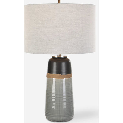 Coen Table Lamp by Uttermost in nickel. Made from steel, ceramic, fabric in a modern style.