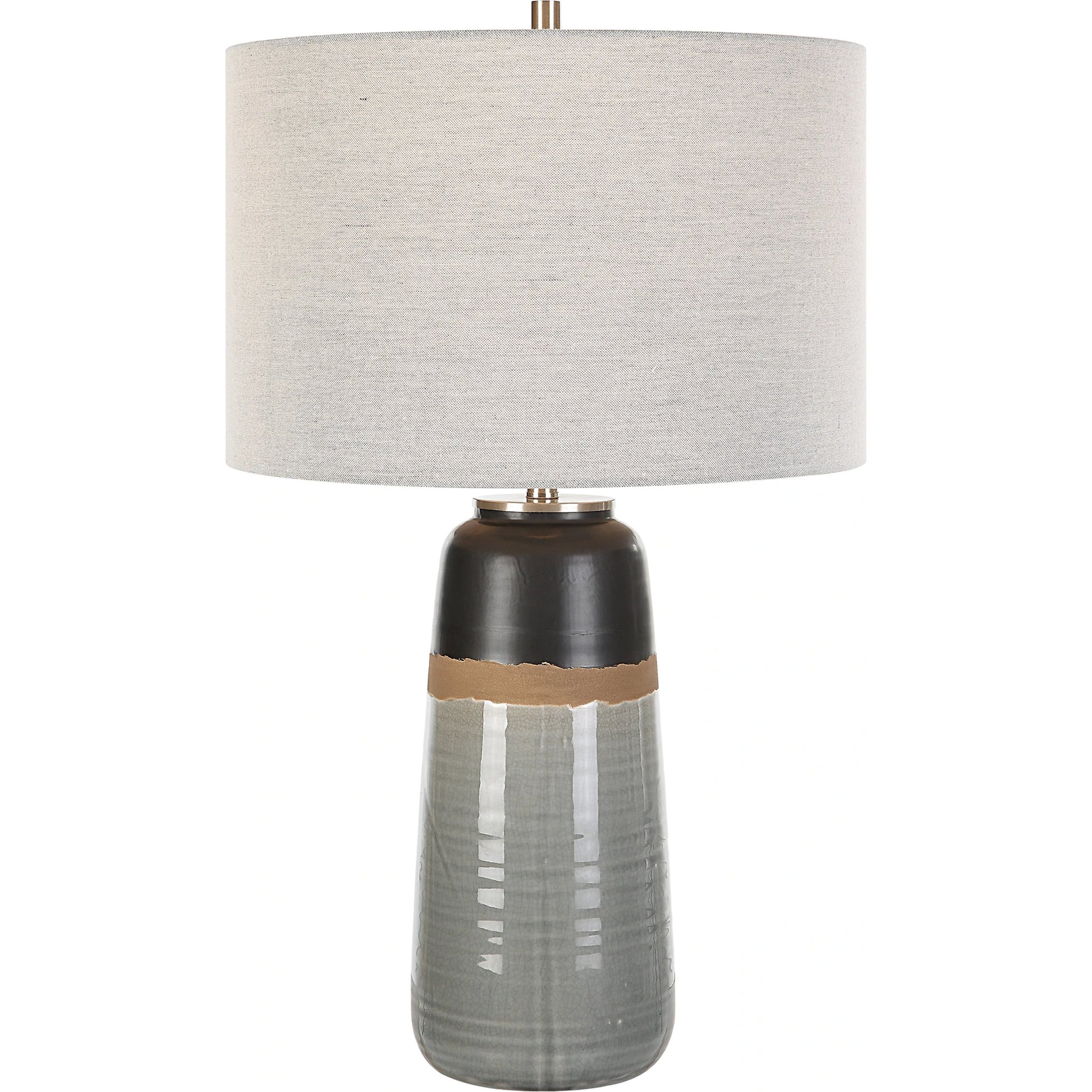 Coen Table Lamp by Uttermost in nickel. Made from steel, ceramic, fabric in a modern style.