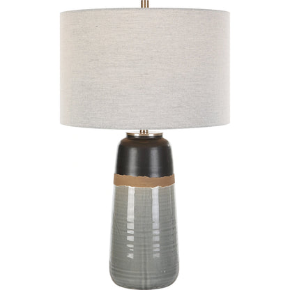 Coen Table Lamp by Uttermost in nickel. Made from steel, ceramic, fabric in a modern style.